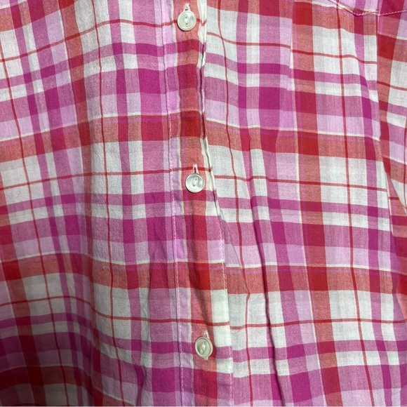 J. Crew Women Boy Button Down Shirt 12 Pink Plaid Cotton Valentine Office - Picture 3 of 8